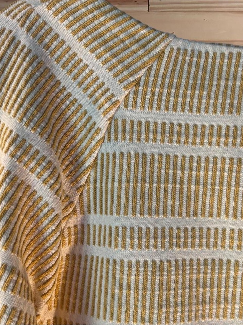 Anthropologie Postmark Mustard Yellow Striped Flared Sleeve Sweater size S - Picture 8 of 8